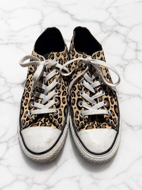 Converse Leopard Print Canvas Sneakers - Black & Tan